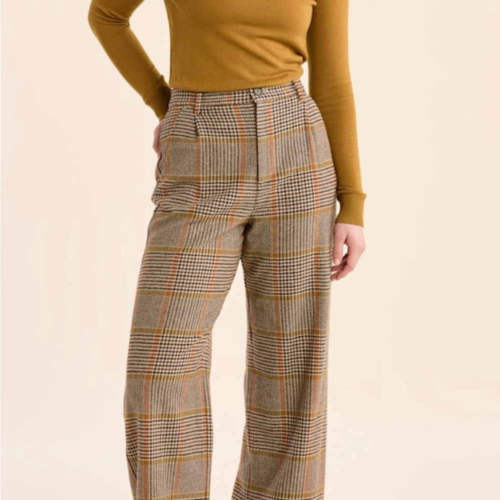 Classic Plaid Wide-Leg Women's Pants